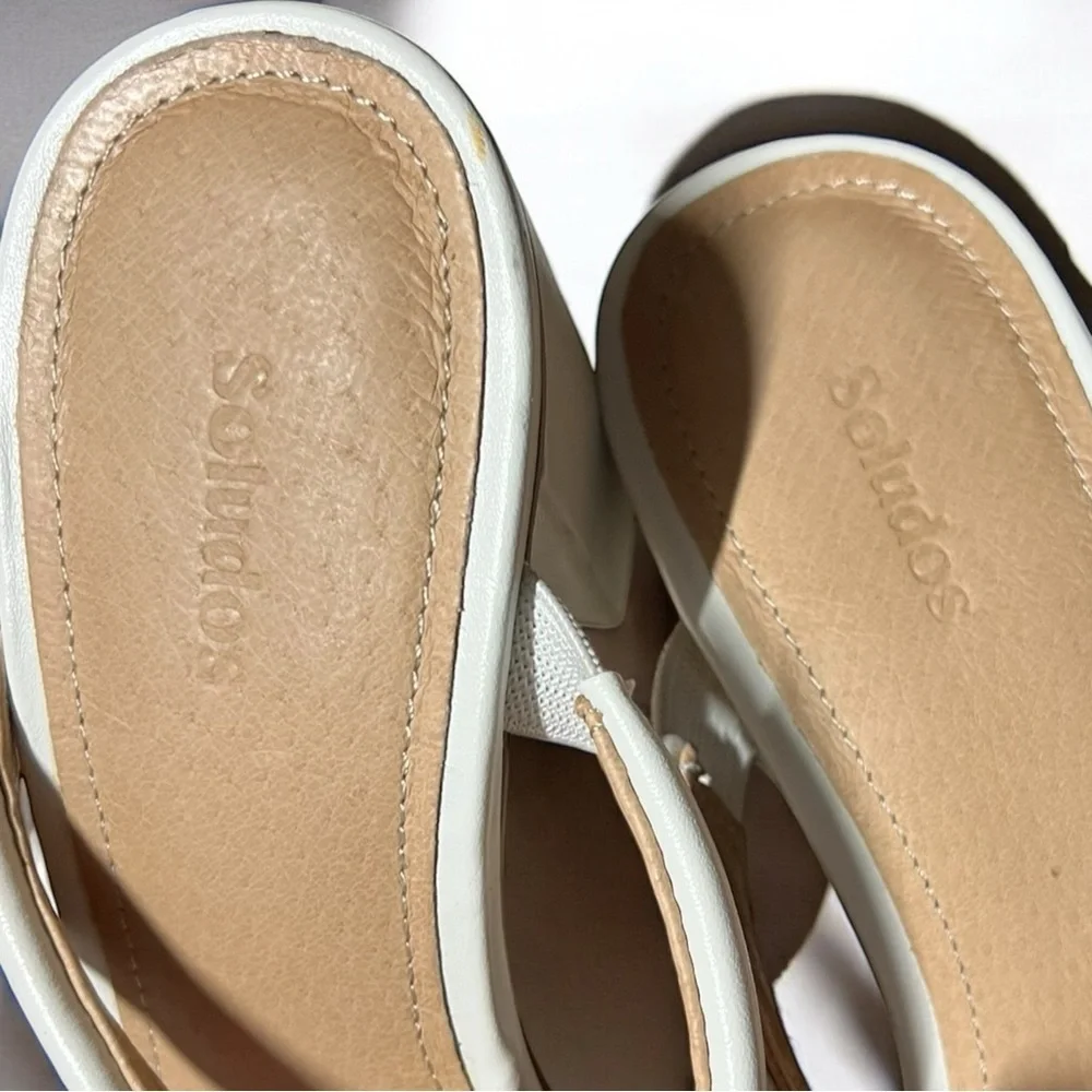 🌻Soludos Ines White Leather Heels | Women's Size 7